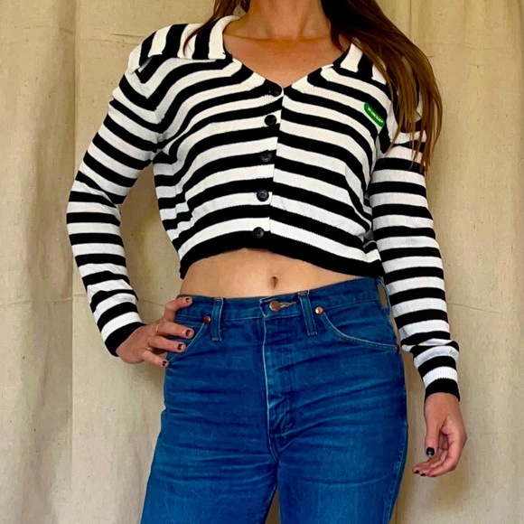No One Else striped crop knit top - Picture 1 of 5